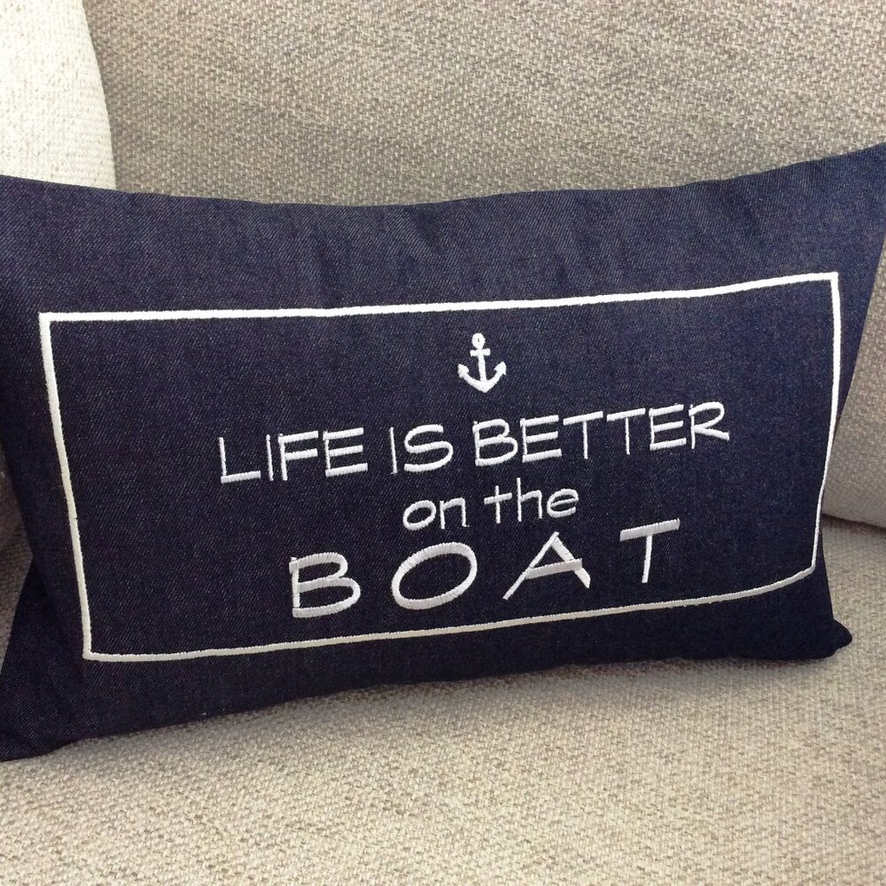 New Nautical Pillow for Boat Sailboat Yacht Gift, Custom Embroidery 18" x 12"